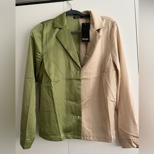 Nasty Gal two toned long sleeve cropped button down